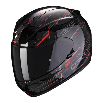 CASCO SCORPION EXO-390 BEAT NEGRO ROJO FLUOR