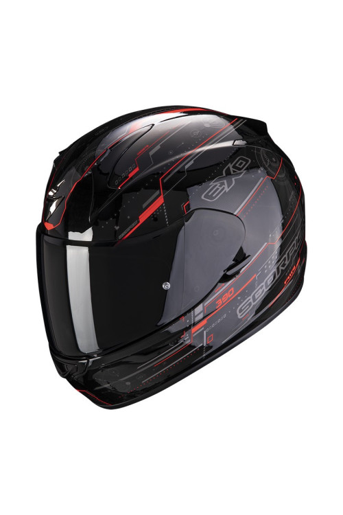 CASCO SCORPION EXO-390 BEAT NEGRO ROJO FLUOR