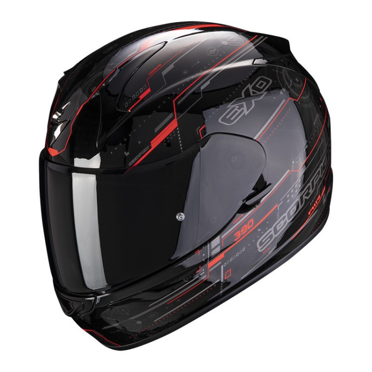 CASCO SCORPION EXO-390 BEAT NEGRO ROJO FLUOR