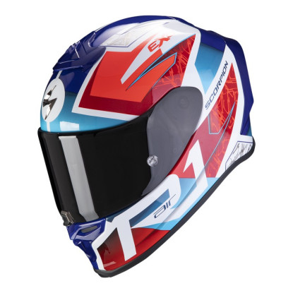CASCO SCORPION EXO-R1 AIR INFINI BLANCO AZUL ROJO