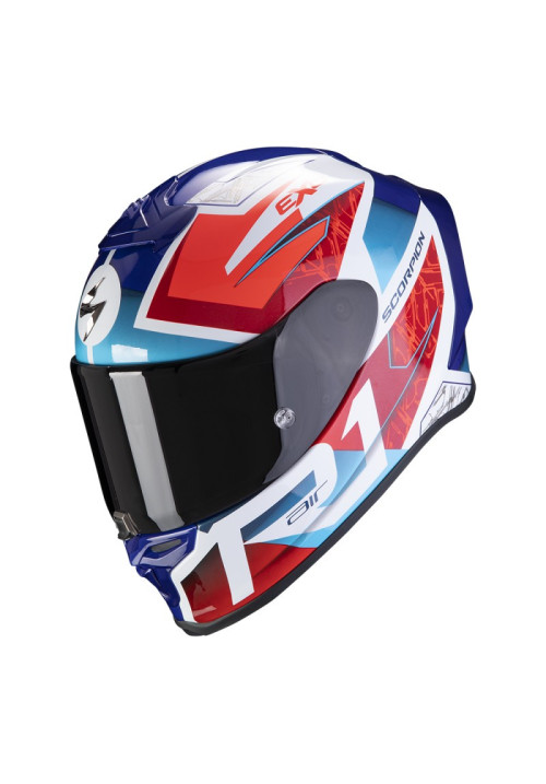 CASCO SCORPION EXO-R1 AIR INFINI BLANCO AZUL ROJO