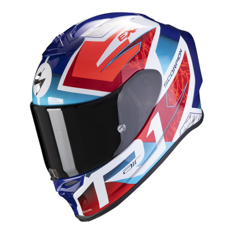 CASCO SCORPION EXO-R1 AIR INFINI BLANCO AZUL ROJO