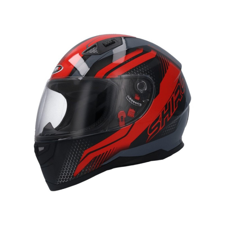 CASCO SHIRO SH-881 SV MOTEGI II NEGRO MATE ROJO